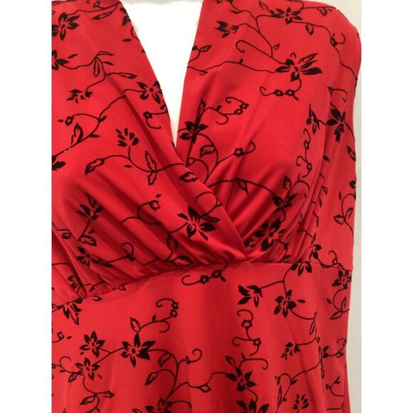 Vintage Womens Y2K Babydoll Top Size Large Red Black Glitter Floral Whimsigoth - Picture 2 of 9